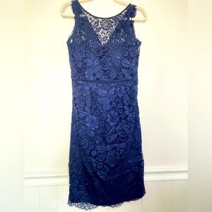 Anthropologie Hitherto Sloane Lace Navy Romantic Party Dress XS-Small EUC